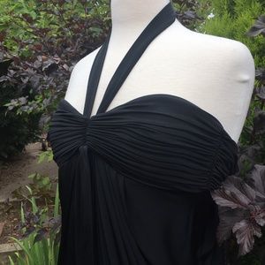 BCBG Max Azaria Blk Ruched Halter Cocktail Dress